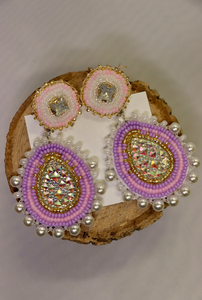Pink/Purple Beaded Earrings
