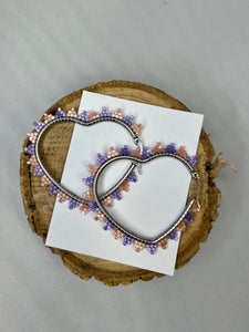 Heart Loop Earrings - Purple