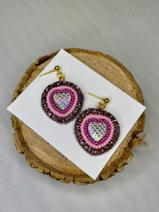 Small Heart Earrings - Purple