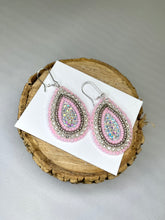 Pear Shaped Dangle Earrings - Pink/Silver