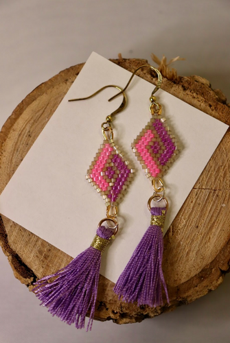 Pink/Purple Diamond Earrings