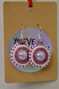 Purple Pearl Beaded Earrings
