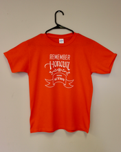 Remember, Honour, & Inspire Action, Orange T-Shirt - YOUTH - English